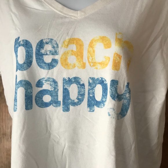 30A Dumpster Diver White V-Neck BEACH HAPPY Tee Made from Plastic Bottles Medium - Picture 4 of 12